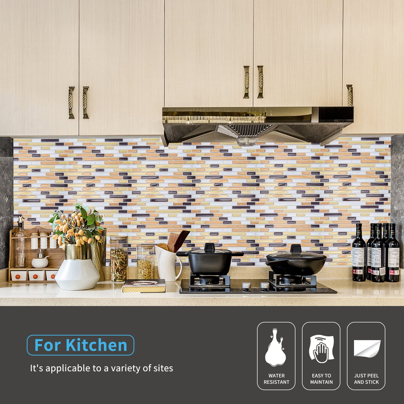Art3 Peel and Stick Backsplash Tile Marble Yellow Wall Tile 12 in. x 12 in.  (10-Pack)