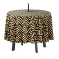 thumbnail image 1 of Vargottam Indoor/OutdoorRoundTablecloth 58 InchTablecloth With Umbrella Hole & Zip, Waterproof TableCloth, TableCovers For Backyard Table -Beige & Black, 1 of 7