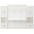 thumbnail image 6 of Queen Size Murphy Bed, 68-inch Wooden Folding Wall Bed Multipurpose Cabinet Bed with Desk Combo and 2 Side Cabinet Storage Shelf for Small Spaces Office Guest Room Use, White, 6 of 9