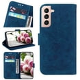 thumbnail image 1 of For Samsung Galaxy S21 FE Case Cover, Shockproof Embossed Pattern PU Leather Magnetic Folio Flip Kickstand Protective Cards Pocket Hand Strap Wallet Case Cover For Samsung Galaxy S21 FE,Blue, 1 of 11