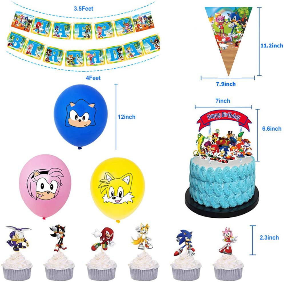 Sonic Birthday Party Decoration Articles Kids Toys 6th Balloons Set  Hedgehog Game Flag Pulling Cake Topper Paper Plate Cup - Animation  Derivatives/peripheral Products - AliExpress