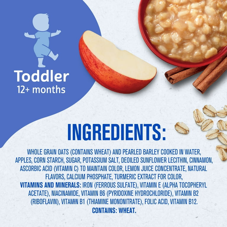 Gerber Oatmeal Barley Cereal, Apple Cinnamon, Toddler Food, oz