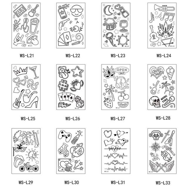 Pegatinas de tatuajes de neón con luces negras para fiestas luminosas, tatuajes temporales luminosos azules, 12 hojas, joyas ultravioleta, tatuajes falsos para la piel con brillo corporal