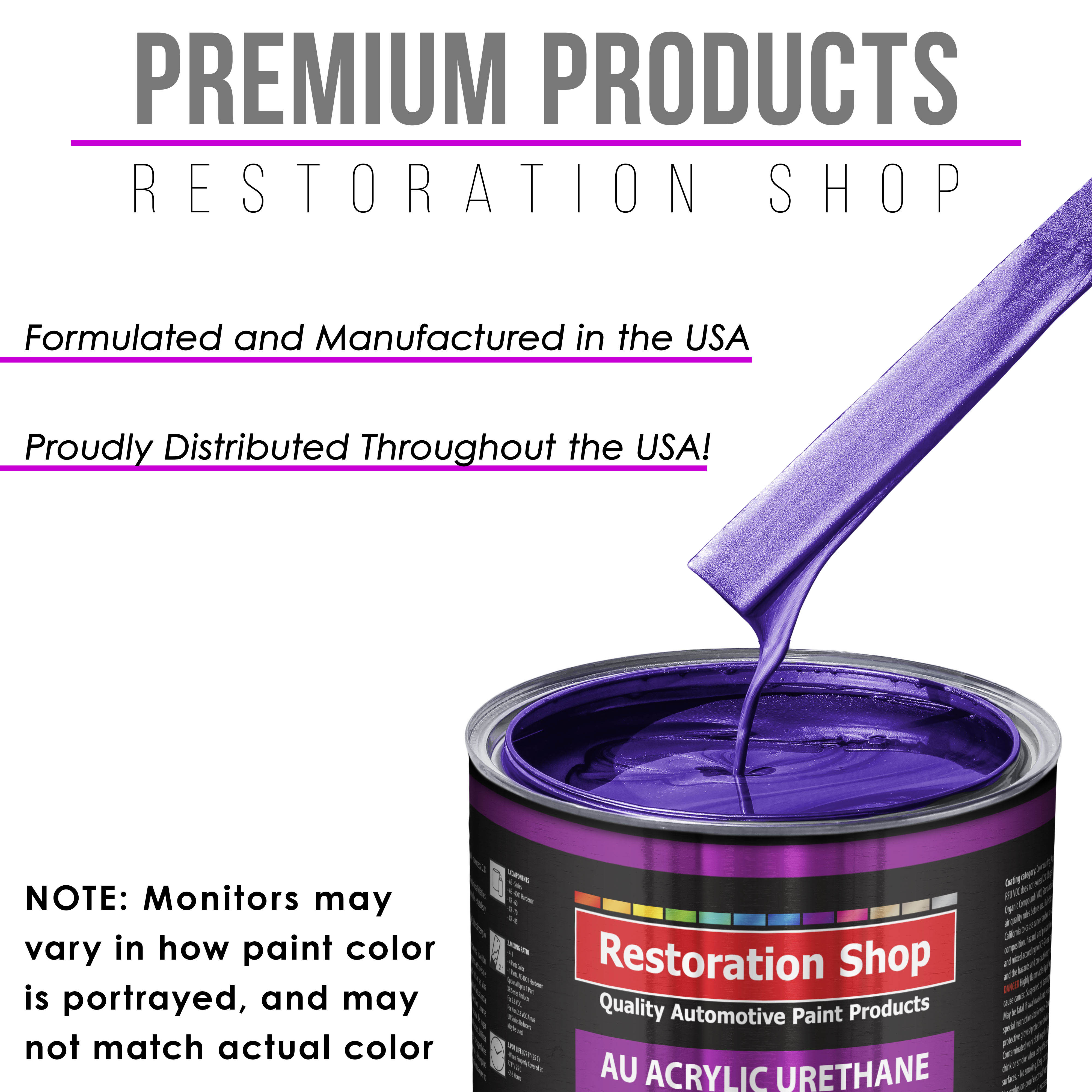 Restoration Shop - Firemist Purple Acrylic Urethane Auto Paint - Quart Paint Color Only, Single Stage High Gloss