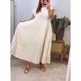 thumbnail image 2 of Women's Pleated Round Neck Maxi Dress 100% Polyester Plus Size Full Length Evening Gown Lightweight Easy Care, 2 of 4