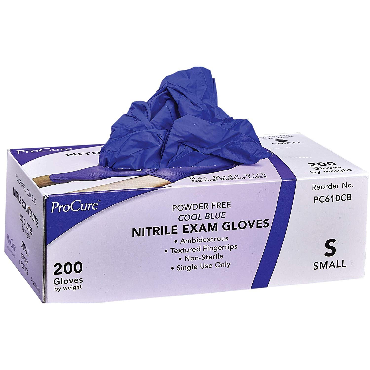 ProCure Disposable Nitrile Gloves - 200 Count - Powder Free, Rubber Latex Free, Medical Exam Grade