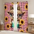 thumbnail image 2 of Manfei Highland Cow Black Out Curtains for Boys Girls,Rustic Floral Sunflower Curtains Pack of 2 (42x63 Each),Geometric Plaid Bedroom Curtains,Breathable Home Decor, 2 of 6