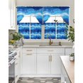 thumbnail image 4 of Blue Ocean Waves Swag Curtains for Living Room/Bedroom Windows, Abstract Wave Point Coastal Natural Kitchen Curtains and Valances Set 36 Inch Length, Light Filtering Swags Valance Curtain Panels, 4 of 5