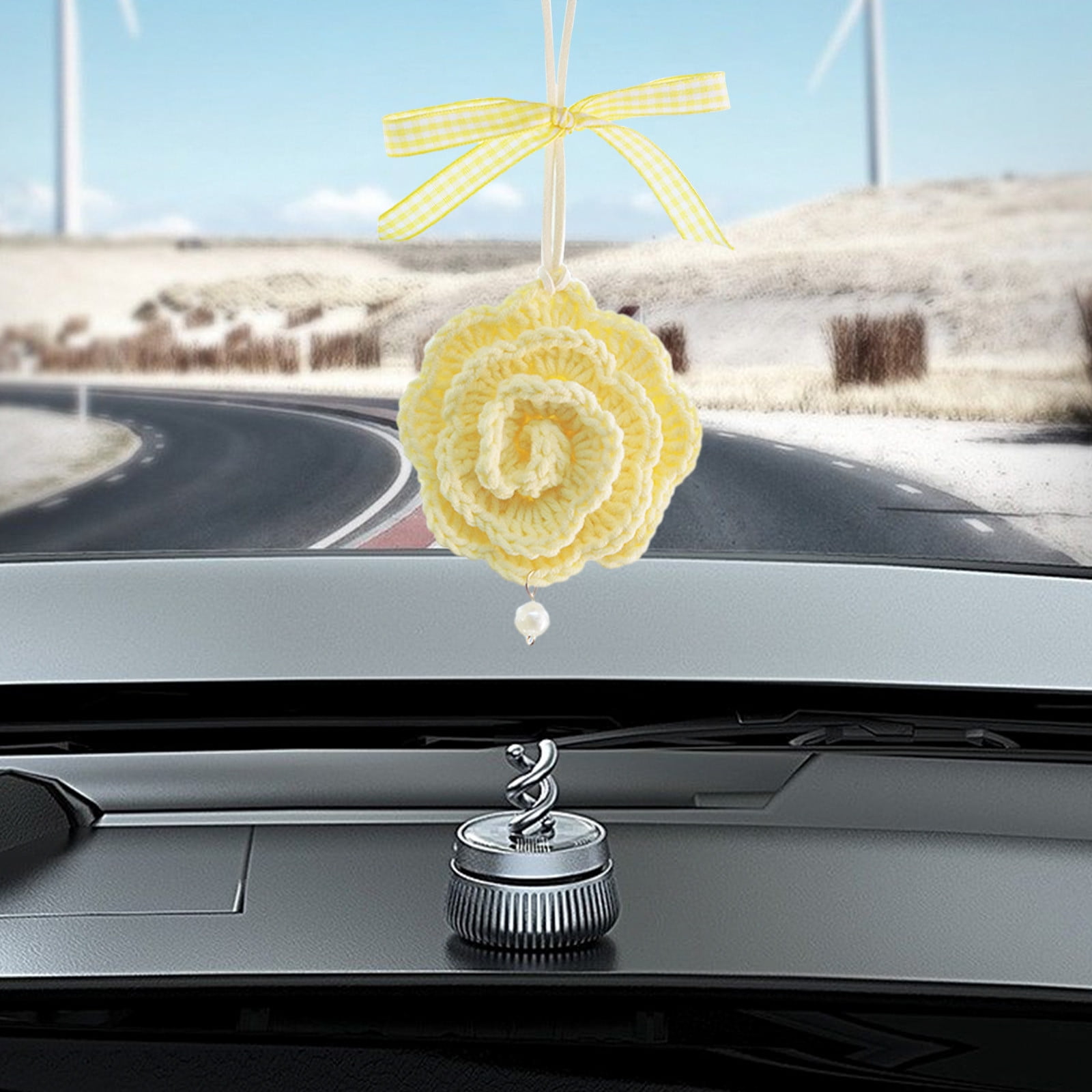 SUSOYAOCHEN Rhinestone Crystal Ball Car Hanging Ornament - Purple Bling Rear View Mirror Pendant