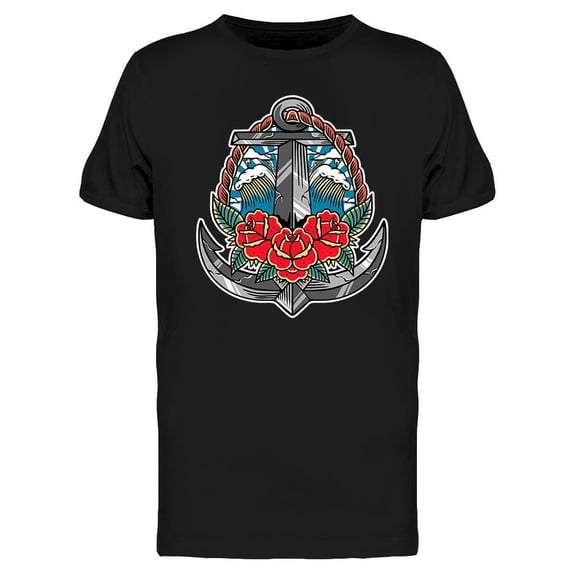 An Anchor With Flowers T-Shirt Men -Image by Shutterstock, Male Small