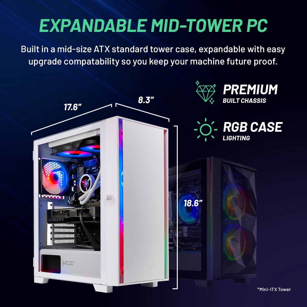 Skytech Shiva Gaming PC Desktop AMD Ryzen 7 5700X NVIDIA Geforce RTX 4060 Ti 1TB SSD 16GB RAM, AIO Liquid Cooling Windows 11