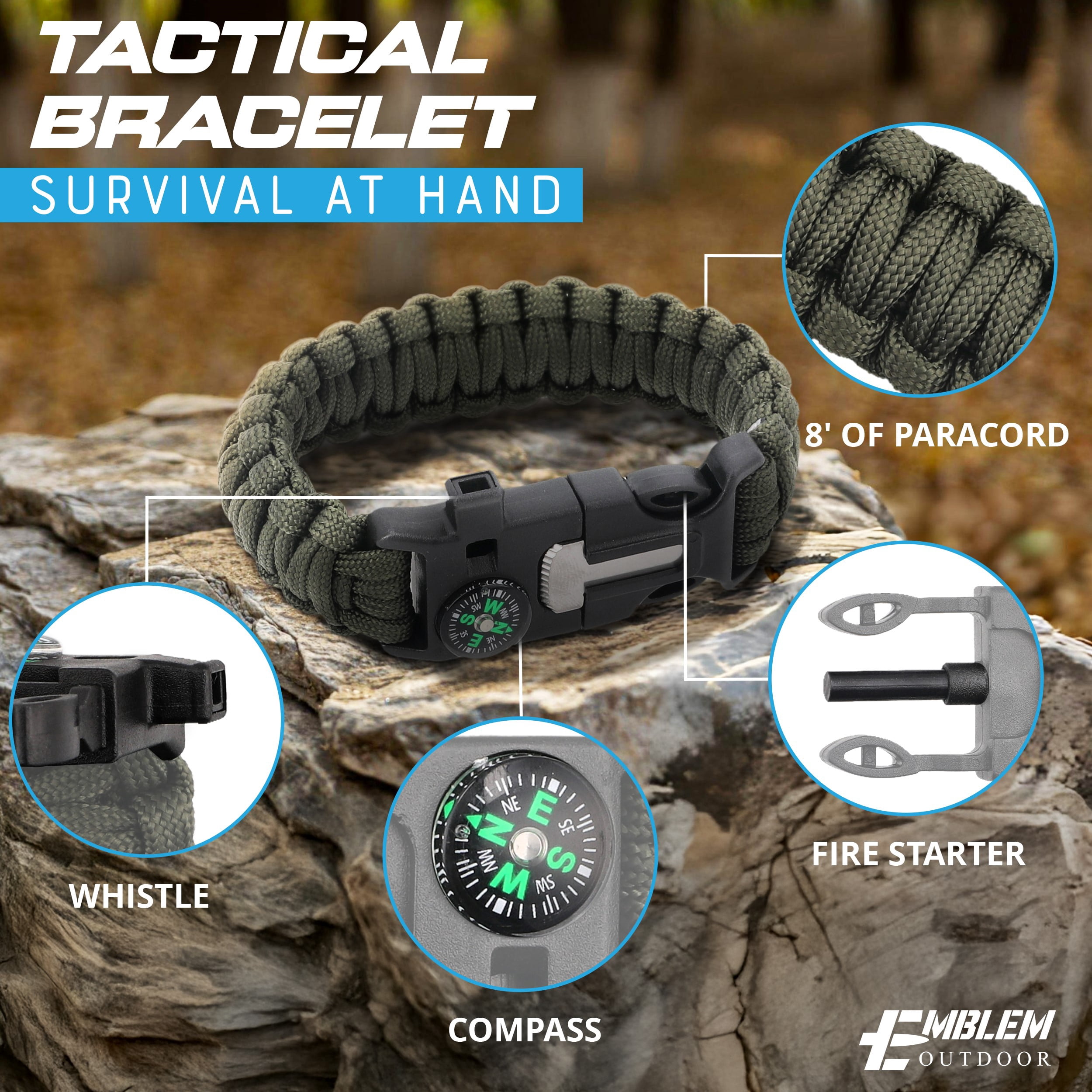Emblem OD 242 Piece Survival First Aid Kit with Tourniquet | MOLLE Pouch with Paracord | Camping Hunting Hiking and Emergency Preparation | Survival Gear | Car First Aid Kit | Black