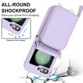 thumbnail image 4 of ELEHOLD Case for Samsung Galaxy Z Flip7, RFID Zipper Wallet Phone Case, Leather Cover with Shoulder & Wrist Strap,Lightpurple, 4 of 11