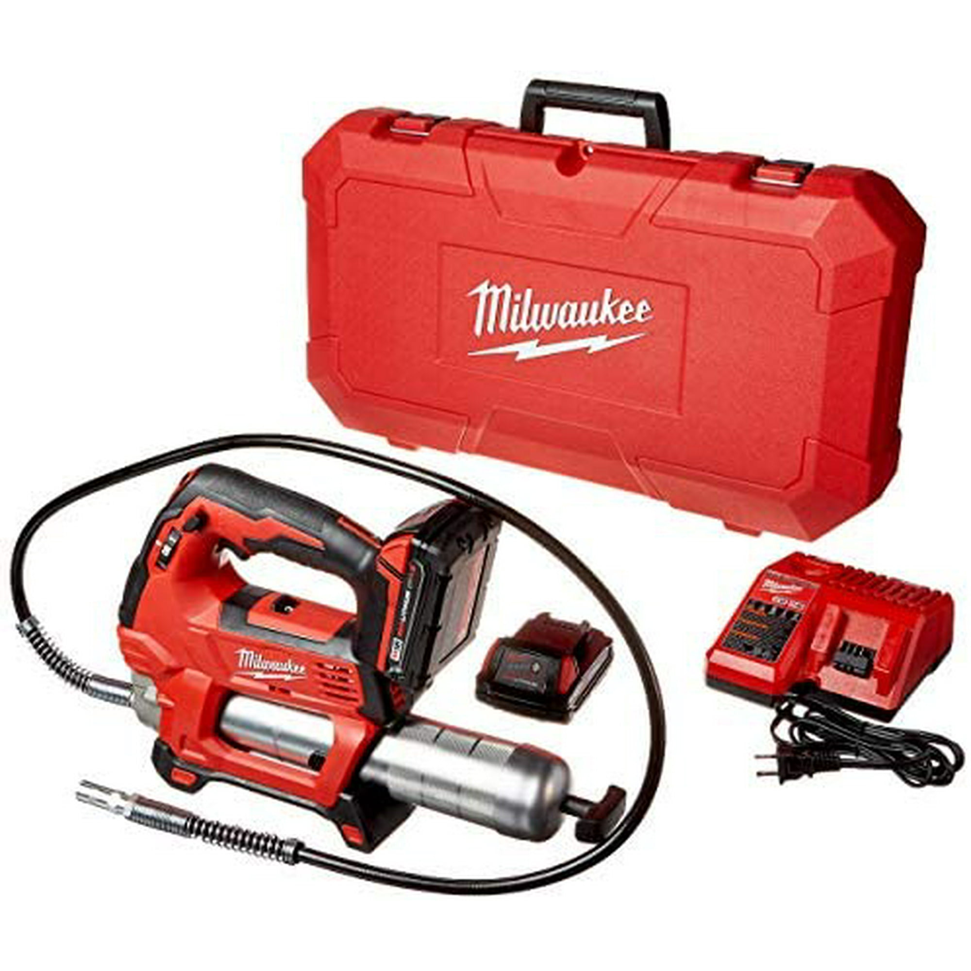 Milwaukee 2646 22CT M18 18 Volt Lithium Ion Cordless 2 Speed Grease Gun 2 Battery Kit Walmart