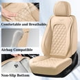 thumbnail image 3 of Coverado Front Car Seat Covers, Luxury Leather Car Seat Protectors, Fashion Auto Interior Cushions Universal Fit for Most Cars, SUVs and Trucks, Beige, 3 of 5