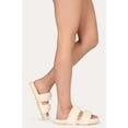 thumbnail image 3 of Mixx Shuz Puffy Woven Design Double Strap Faux Fur Slide Sandal, 3 of 4