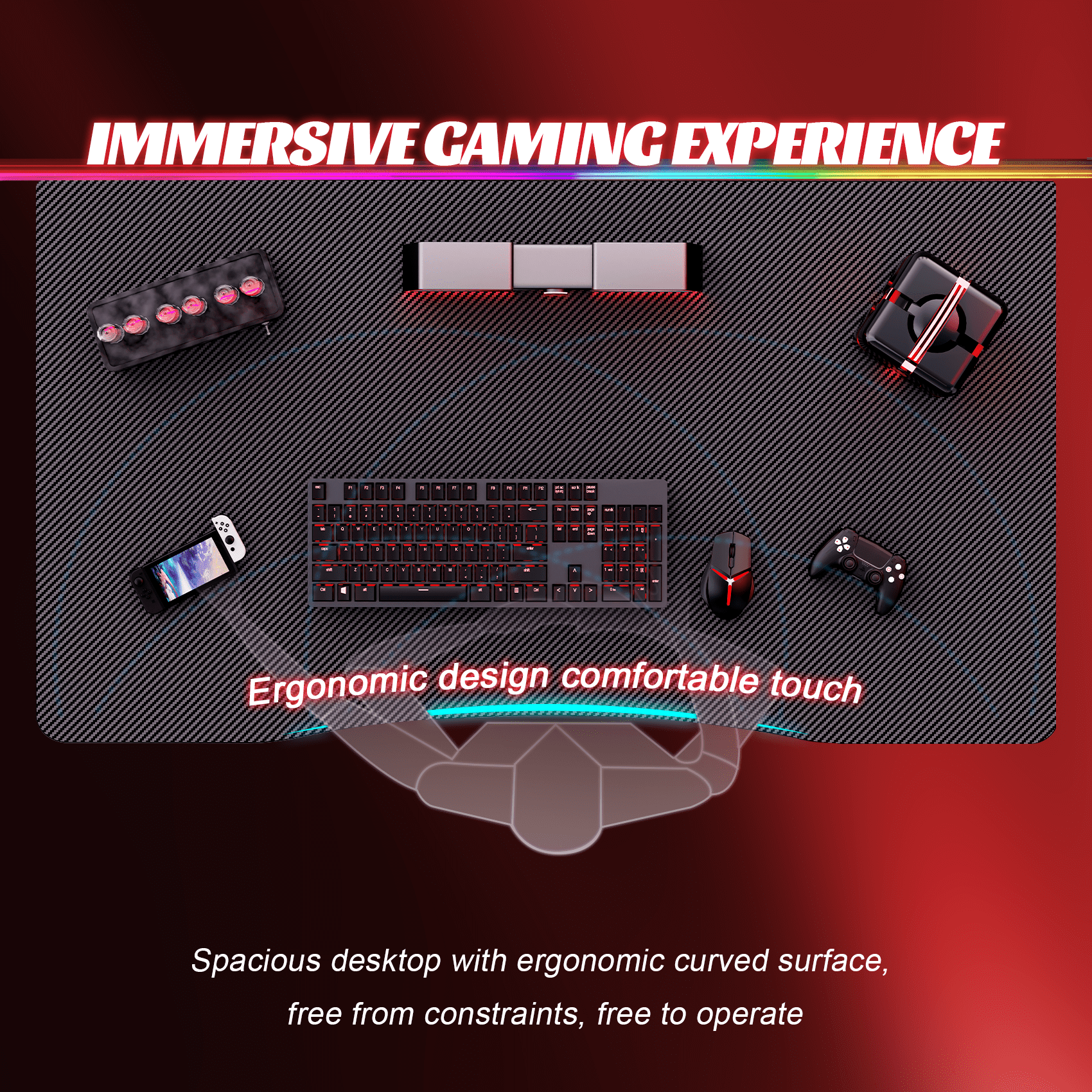 HLDIRECT 32 inch Gaming Desk, Ergonomic Gamer Table, Gamer Workstations for Adult and Teen, Black