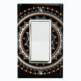 thumbnail image 1 of Metal Light Switch Plate Cover Orange Black Mandala Circle Pattern MDL005, 1 of 13