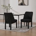 thumbnail image 3 of Modern Minimalist Dining Chair Set Of Two, Chenille Upholstered With High Curved Backrest, Rubberwood Legs For Dining Room, Kitchen, Living Room, Bedroom, Apartment, Black Gray, 3 of 9