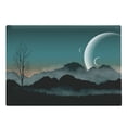 thumbnail image 1 of Space Cutting Board, Night Sky on Mountain Range Forest Crescent Moon Star Cosmic Infinity Astral Graphic, Decorative Tempered Glass Cutting and Serving Board, Large Size, Teal Black, by Ambesonne, 1 of 1