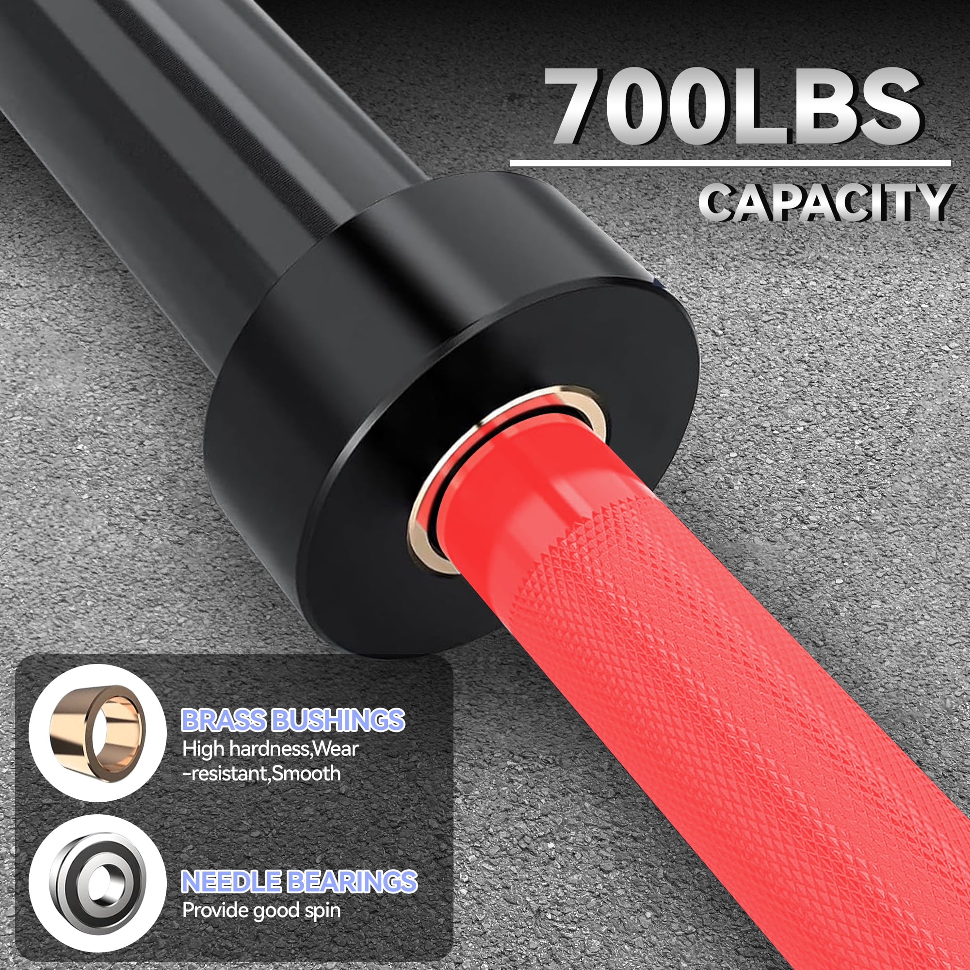 COZONY Barbell for Home Gym, 500–1500 lb Capacity with Copper Sleeves, 4ft Short Bar 47” EZ Curl Bar 7ft Power Bar,Black+Red