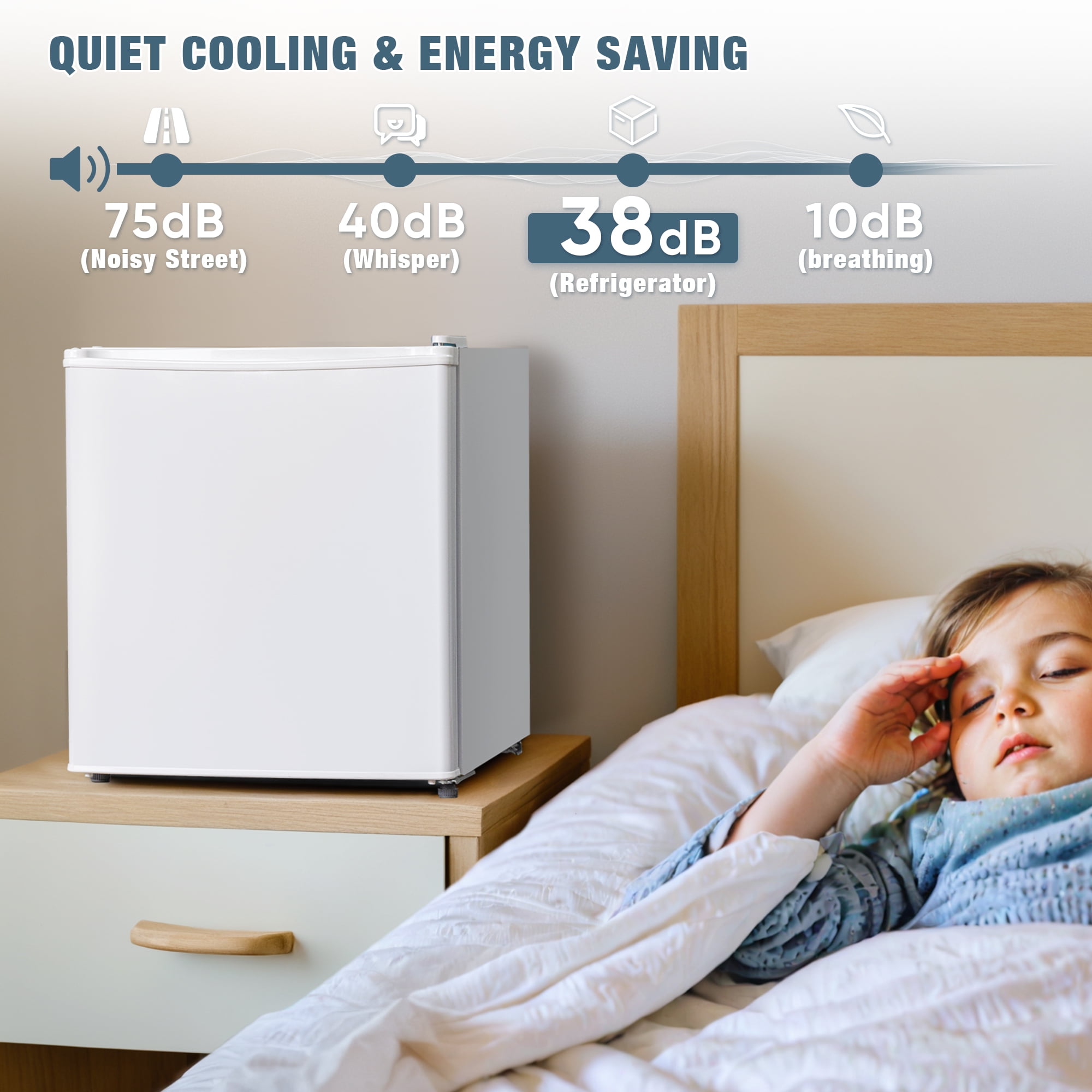 1.7 Cubic Ft. Compact Refrigerator Energy Saving Single Door Mini Fridge with Freezer,Adjustable Thermostat,Bedroom,Office, Dorm.