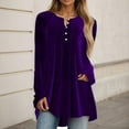 thumbnail image 2 of ATOYSOY Womens Long Sleeve Tunic Tops Shirt V-neck Button Blouse Casual Pleated Basic Pullover Purple XXXXL, 2 of 4