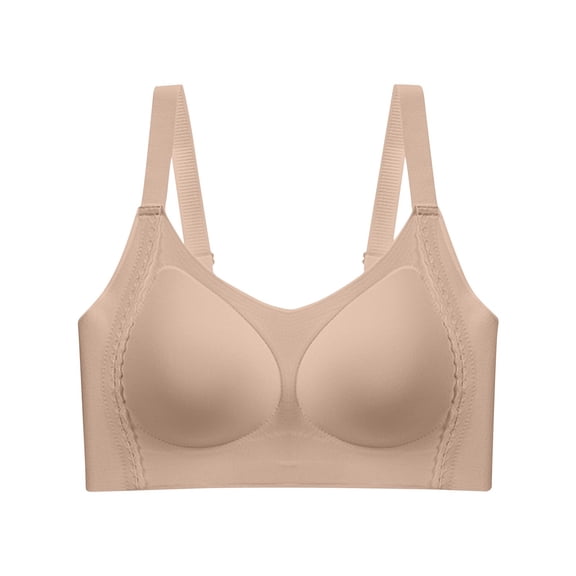 BRGZLK Women's Smoothing Bras Anti Sagging Wireless Push Up No Underwire Lightweight Breathable Bra Full Coverage Comfy Daily Bralettes Beige M