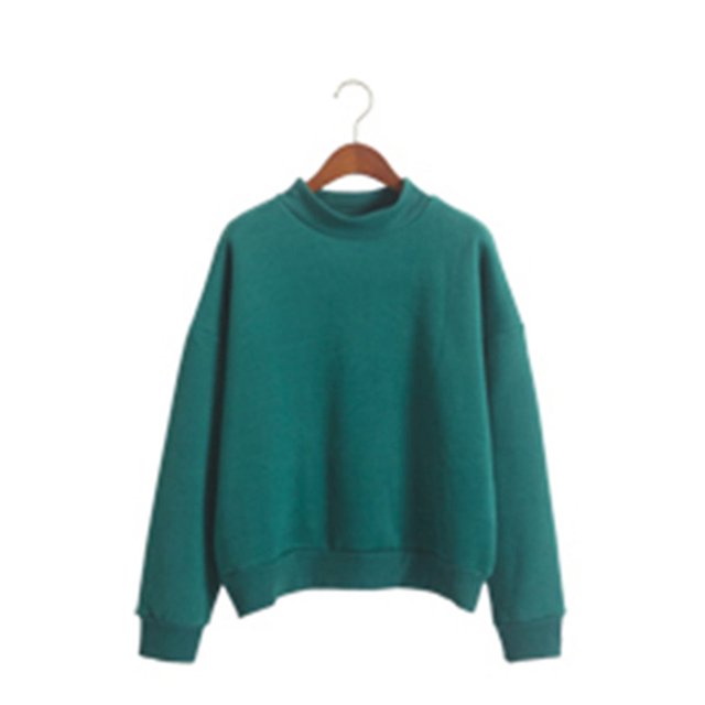 Candy Color Solid Color Plus Velvet Small Stand Collar Pullover Sweater Female Student Autumn And Winter Bottoming Shirt