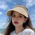 thumbnail image 4 of Sombrero de mujer con circunferencia de 55-58 cm, sombrero de verano con perla, sombrero para el sol con parte superior vacía, sombrero para el sol anti-ultravioleta, sombrero para el sol de ala, 4 of 5