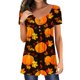 thumbnail image 2 of Blusas Para Mujer, Conjuntos de Camisas, Tops, Moda , Manga Corta, Cuello en V, Estampado de Botones, Blusa Informal, Camiseta Odeerbi ODB136989, 2 of 5