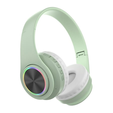 JOGZMZ Wireless Bluetooth Headphones Over Ear with RGB Light and Mic 10 Hours of Use Foldable Headset
