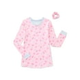 thumbnail image 2 of Sleep On It Girls Fitted Long Sleeve Top and Pants Pajamas with Scrunchie Set, 3-Piece, Sizes 4-14, 2 of 5