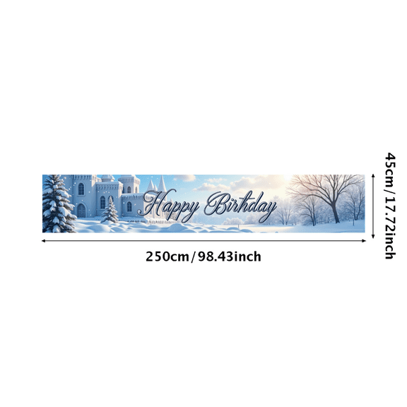LUUFILx Happy Birthday Winter Castle Banner Frozen Style Backdrop for Parties Celebration Events Decoration Snowy Landscape Background Festive Scene