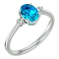 thumbnail image 2 of SuperJeweler 1 1/2 Carat Oval Shape Blue Topaz and Two Diamond Ring In 14 Karat White Gold For Women, 2 of 6