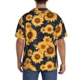 thumbnail image 6 of Picia Navy Blue Plaid Sunflower Men's Linen Shirts Short Sleeve Cuban Beach Shirts Casual Shirts Button Down Shirt for Men Beach Summer Wedding Shirt-Large, 6 of 7