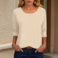 thumbnail image 2 of Towmus Womens Tops 3/4 Sleeve Solid Color Crew Neck T Shirt Oversized Casual Women Blouse Business Work Summer Dresses S-3XL Under $6, 2 of 6