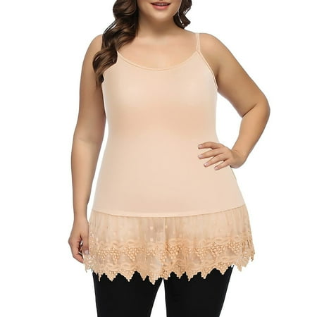 

Musuos Women Sleeveless Camisole with Adjustable Shoulder Strap Elegant Mesh See-through Hem Summer Clothing