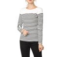 thumbnail image 2 of MODA NOVA Junior's Color Block Long Sleeve Striped T-Shirt Black-White M, 2 of 5