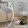 thumbnail image 5 of Foredo Velvet Swivel Bar Stools Set of 2, Modern Adjustable Bar Stools with Button Tufting and Pull Ring, Kitchen Counter Square Island Bar Stool, Light Gray, 5 of 10