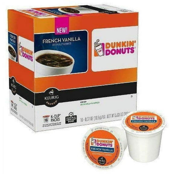 Dunkin Donuts French Vanilla Flavored Coffee K-Cups For Keurig K Cup Brewers (16 Count)