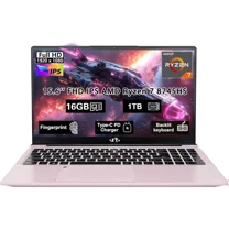15.6" Gaming Laptop, AMD Ryzen 7 8745HS 8-Core (up to 4.9GHz), Radeon 780M Graphics, 16GB DDR5 RAM, 1TB SSD, FHD IPS Display, 100W Type-C, Backlit Keyboard, Fingerprint RpseGold