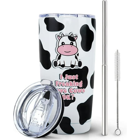 

Cow Gifts- Cow Print Tumbler - Stainless Steel Insulated 20 Oz Cute Cow Tumblers with Lid and Straw- Coffee Travel Mug Cup - Unique Birthday Gifts for Women Cow Lovers Girls - Cow Stuff Decor