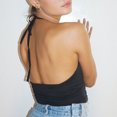 thumbnail image 4 of Mujeres Open Back Crop Tops Cuello halter Ahueca hacia fuera Party Club Sexy Strappy Chaleco Abanopi Negro/Grande, 4 of 7
