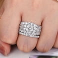 thumbnail image 3 of Wuziwen 4Ct Vintage Wedding Ring Set for Women Cubic Zirconia 925 Sterling Silver Princess Halo Cluster Engagement Rings for Her Size 5, 3 of 8