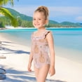 thumbnail image 5 of Girls Ruffled One Piece Swimsuit Summer Beach Vacation Swimwear Tank Swimsuit Pumpkins Adorned in Bows, 5 of 8