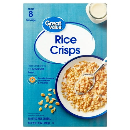 (4 pack) (4 Pack) Great Value Rice Crispers Rice Cereal, 12 oz