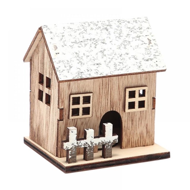 Casa de pueblo navideña con escena nevada, minicasa de madera con luz, decoración navideña, edificios coleccionables, regalos para adultos y niños.
