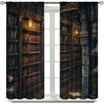 thumbnail image 2 of Retro Bookshelf Curtains Library Bookshelf Ladder Candle Decoration Blackout Curtains Suitable for Bedroom Study Classroom Living Room Blackout Rod Curtain Insulation 52x84 Inches, 2 of 6
