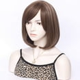 thumbnail image 3 of KL Short Brown Wig for Women Mixed Blonde Natural Middle Part Wig, 3 of 4